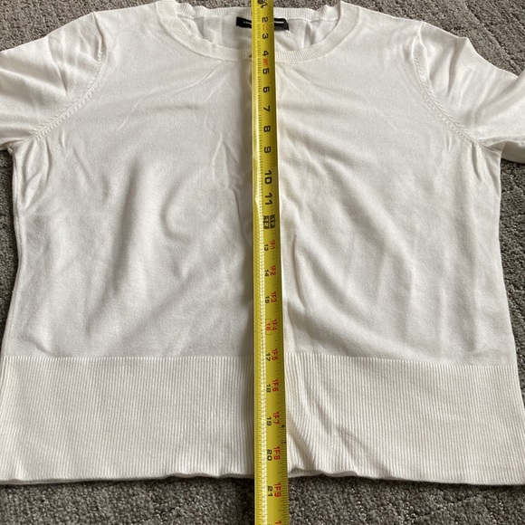 Express Design Studio White 3/4 Sleeve Button Down Sweater - Picture 10 of 10